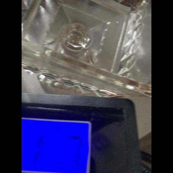 Vintage Jeannette Glass Company Wedding Cake Box Candy Dish Clear Gold No Lid - Picture 11 of 11